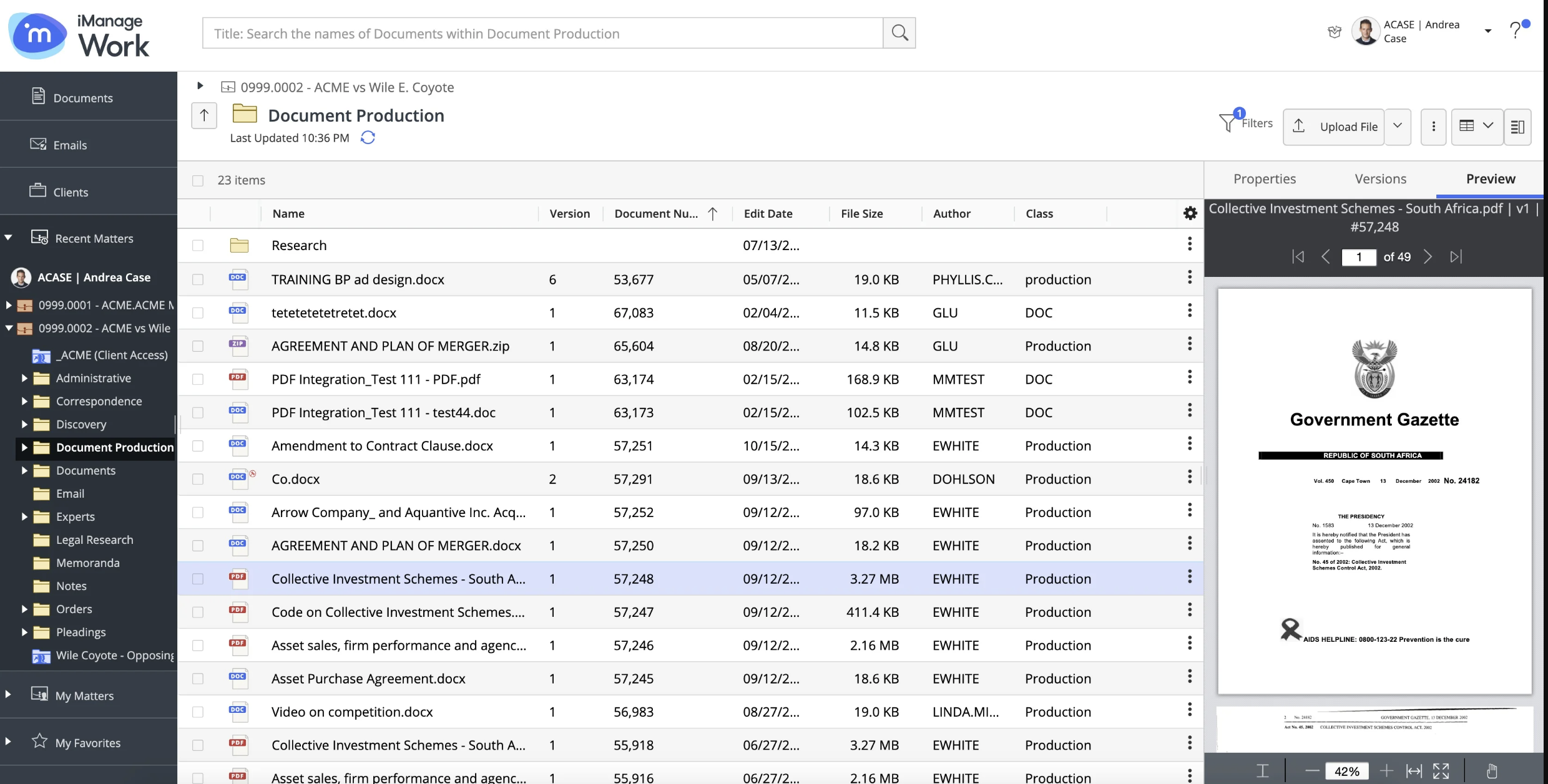 screenshot of iManage Work